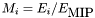 \[ M_i = E_i / E_{\mbox{MIP}} \]